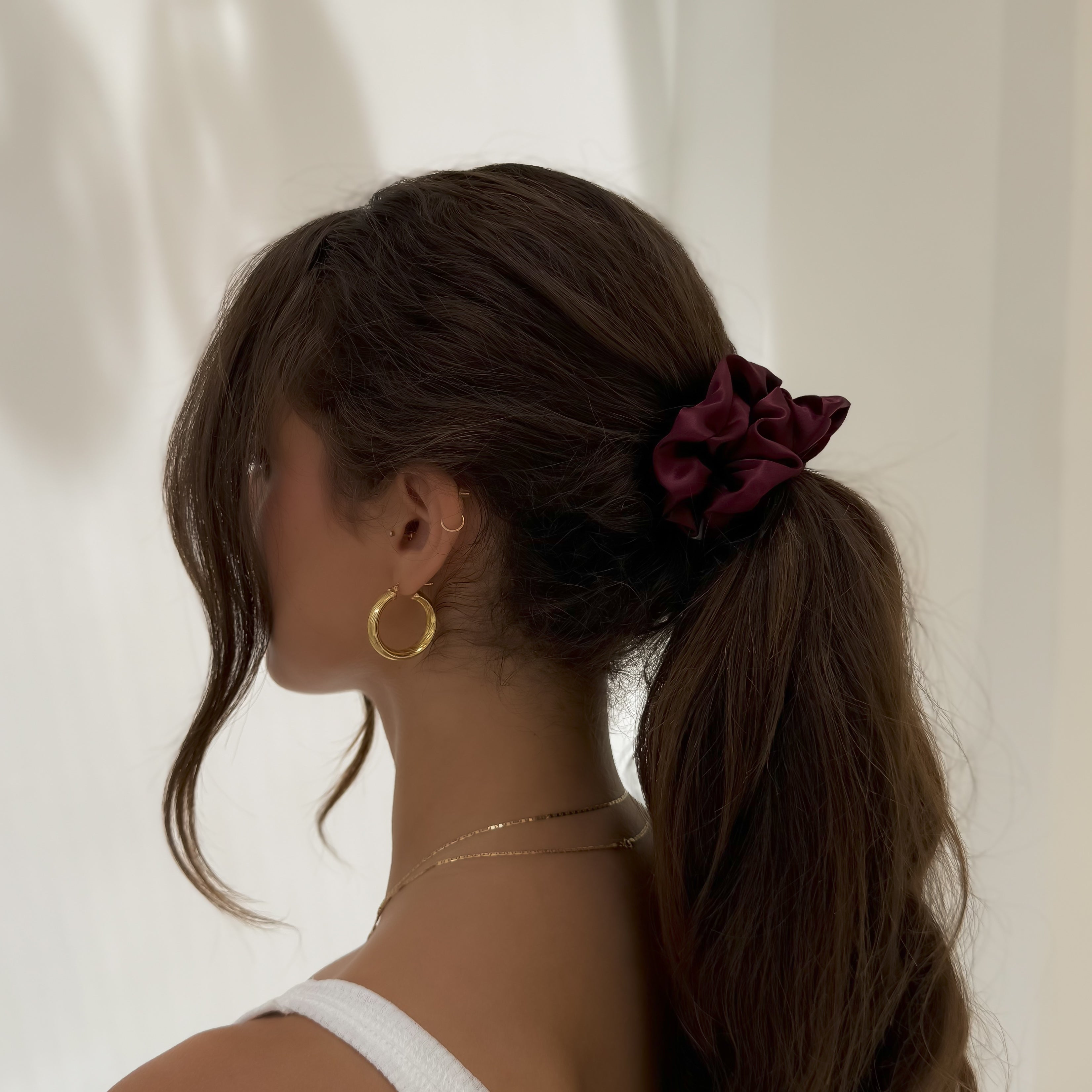 Organic Premium Silk Scrunchie - Cherry Cream