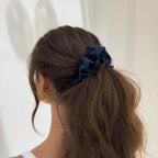 Organic Premium Silk Scrunchie - Midnight Blue