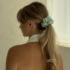 Organic Premium Silk Scrunchie - Mint Latte