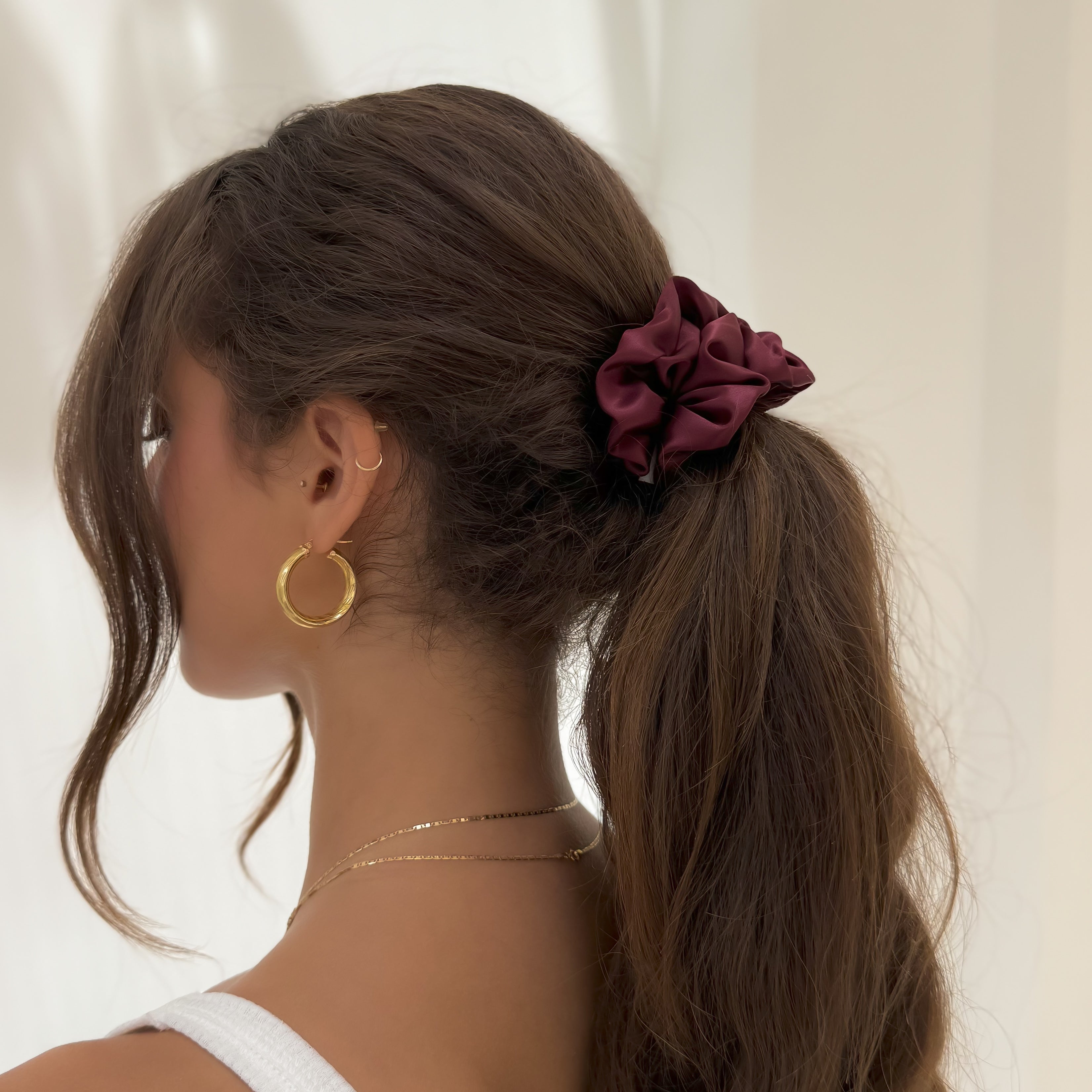 Organic Premium Silk Scrunchie - Cherry Cream