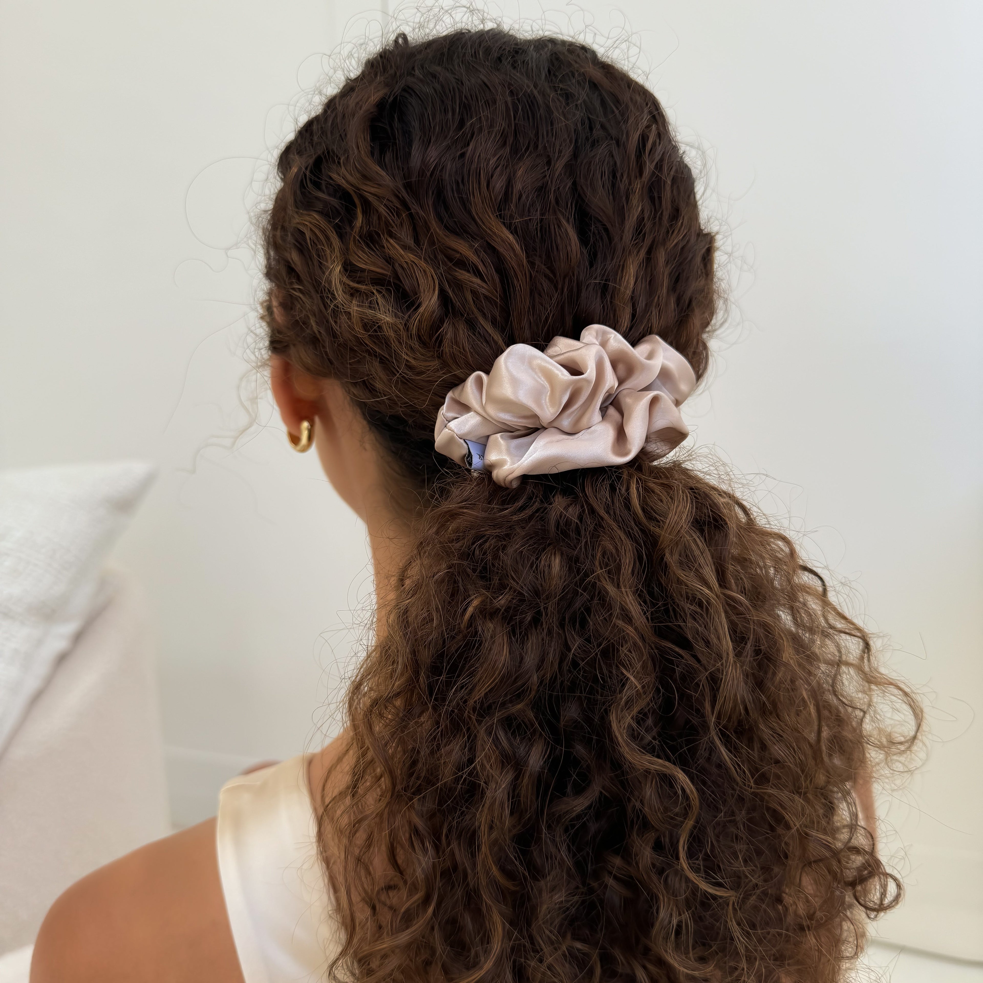 Organic XL Silk Scrunchie - Cinnamon Roll
