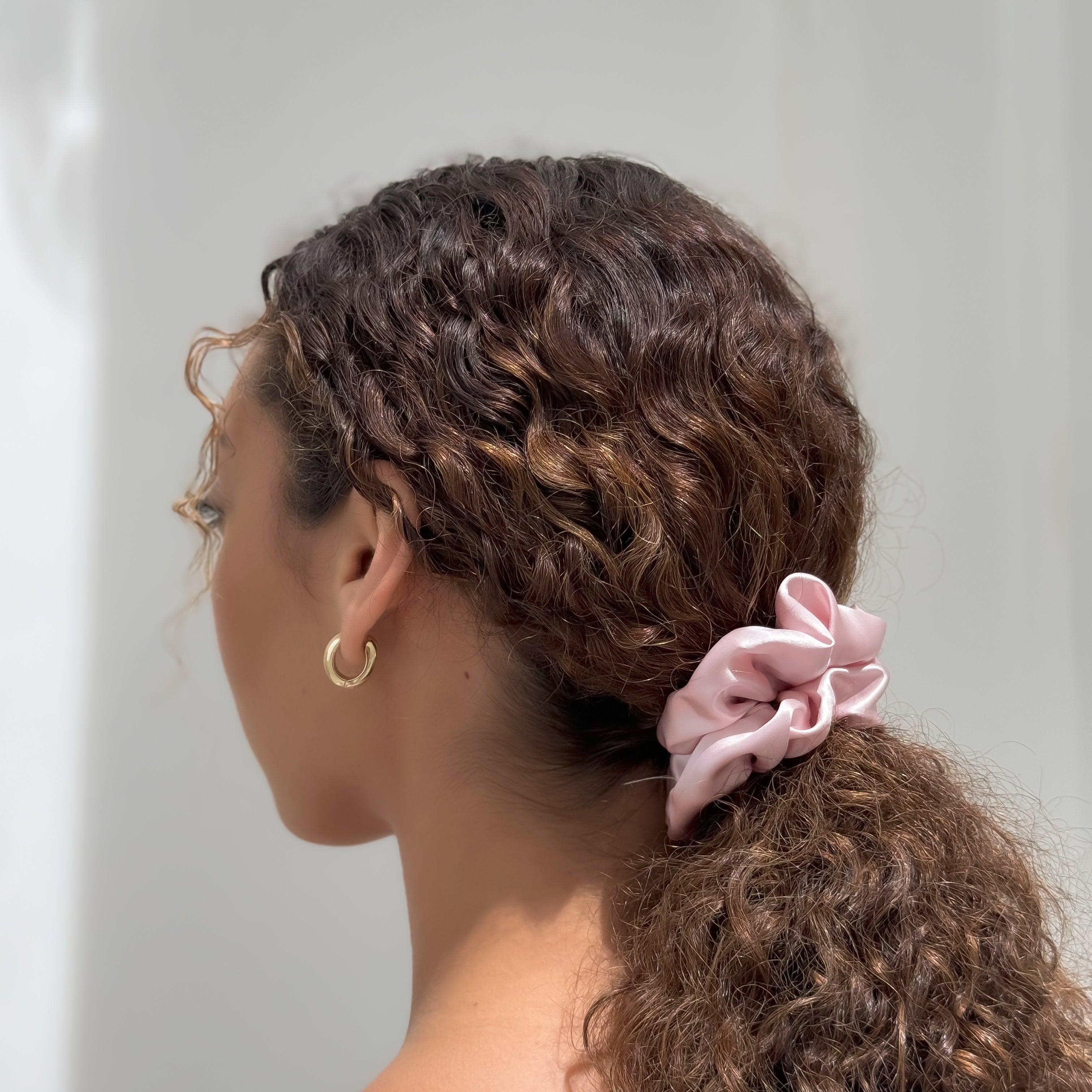 Organic Premium Silk Scrunchie - Pink Spice