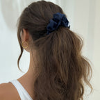 Organic Premium Silk Scrunchie - Midnight Blue