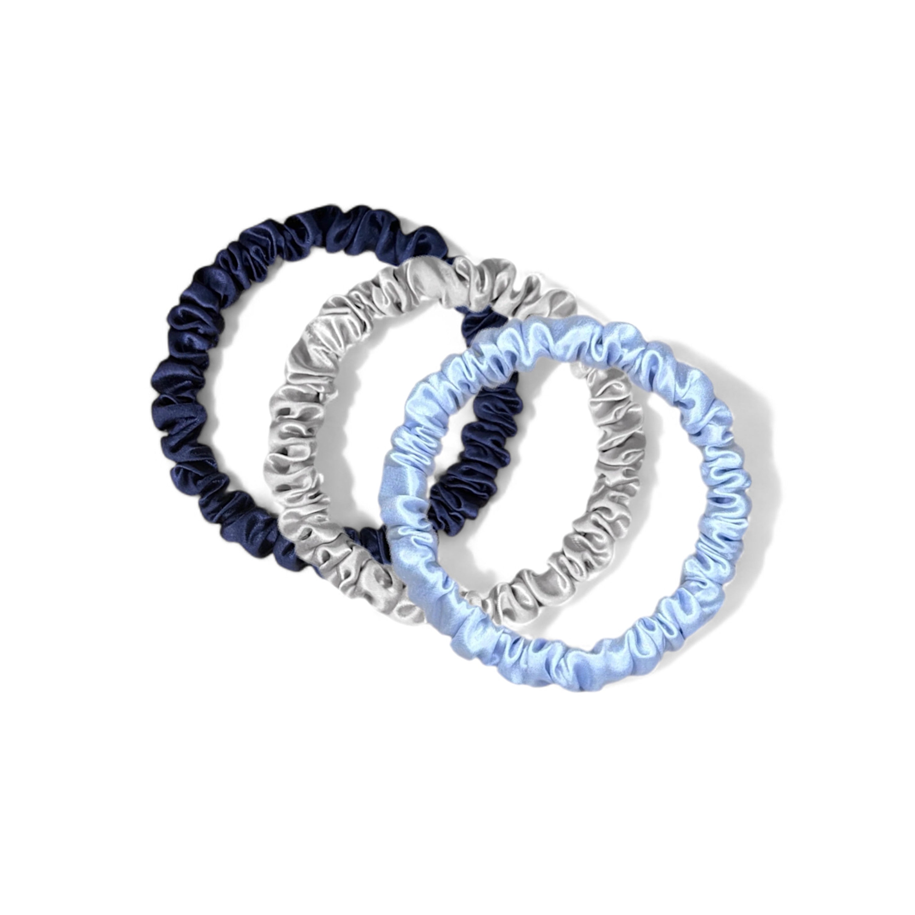 Skinny Silk Scrunchie Set - Blue Latte Pack