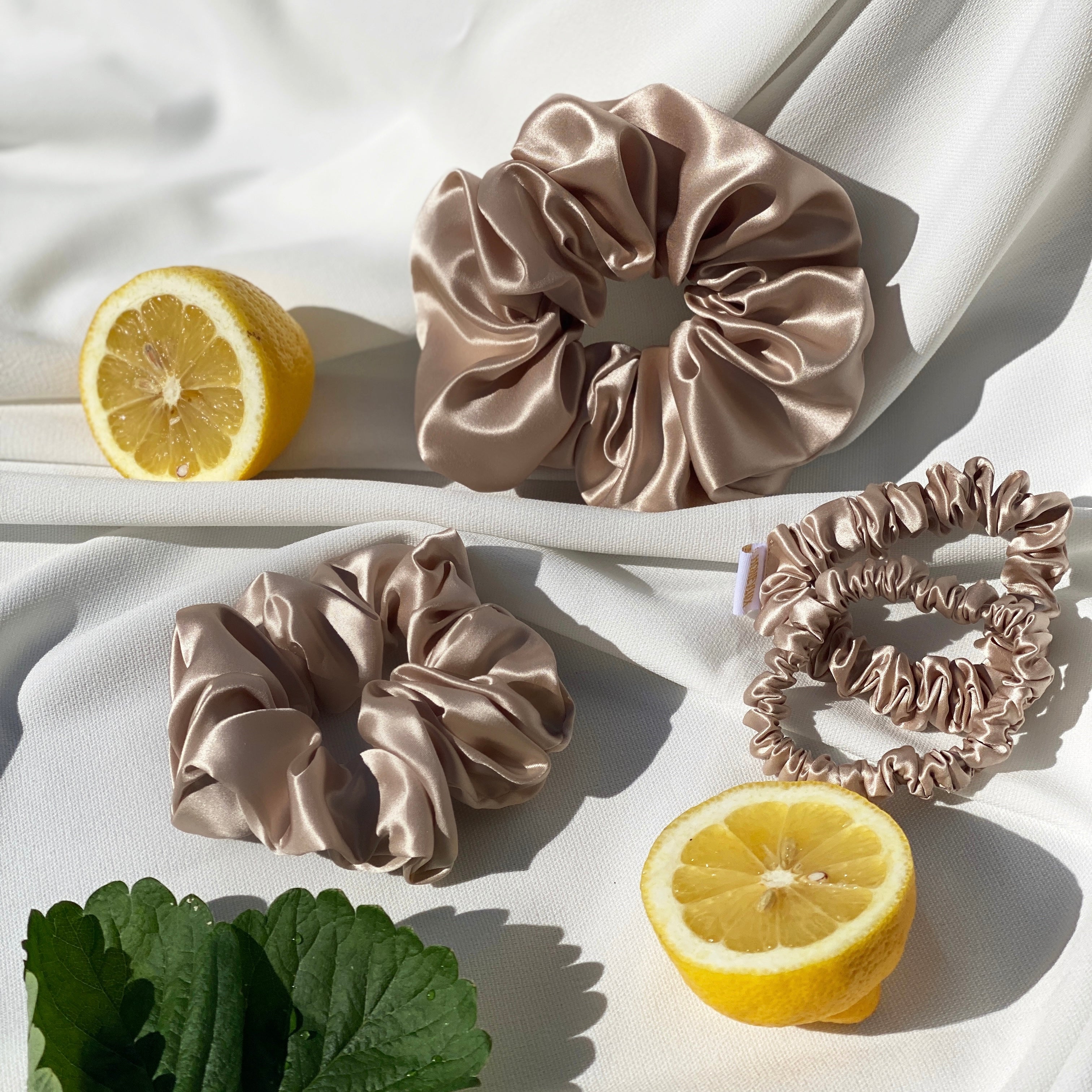 Organic XL Silk Scrunchie - Cinnamon Roll